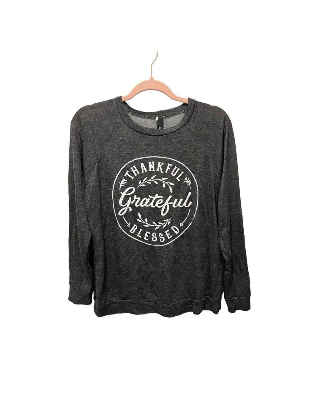 “Thankful Grateful Blessed” grey longsleeve women’s size S top